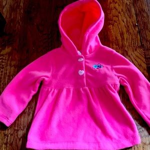 BNWT FLEECE WONDERKIDS 18 M PINK HOODED JACKET LONG SLEEVES 2 BUTTONS